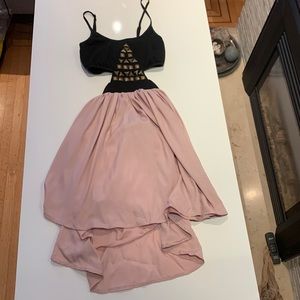 High low cut out dress